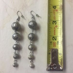 Lightweight drop silver tone earrings